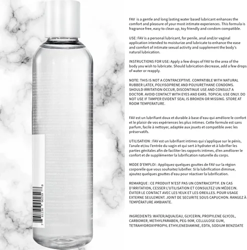 Vista 7 de FAV Lubricante personal de lujo a base de agua, lubricante de sensación natural para mujeres, hombres y parejas, apto para juguetes, seguro