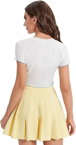 Vista 8 de SweatyRocks Camiseta corta básica de manga corta y cuello redondo para mujer