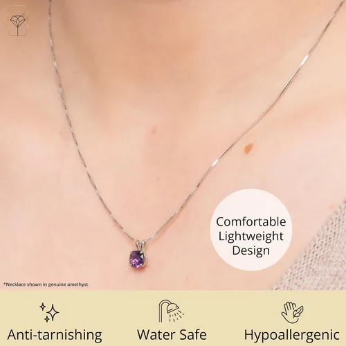 Vista 14 de MAX + STONE Cushion Cut Gemstone Necklace 8mm Solitaire Birthstone Necklace for Women Gemstone Pendant Necklaces with 18 inch Box Chain