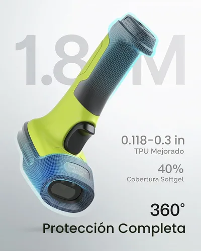 Vista 3 de Inateck Escáner de código de barras, escáner inalámbrico, 1 carga 180 días en espera, rango de 35M, escaneo automático, BCST-60 verde