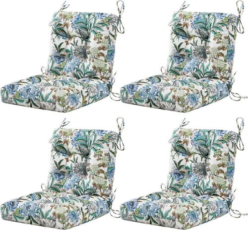 Vista 16 de BLISSWALK Cojines para sillas de exterior, 40 x 20 x 4 pulgadas, cojín de mimbre grueso con respaldo bajo y lazos para muebles de patio, floral