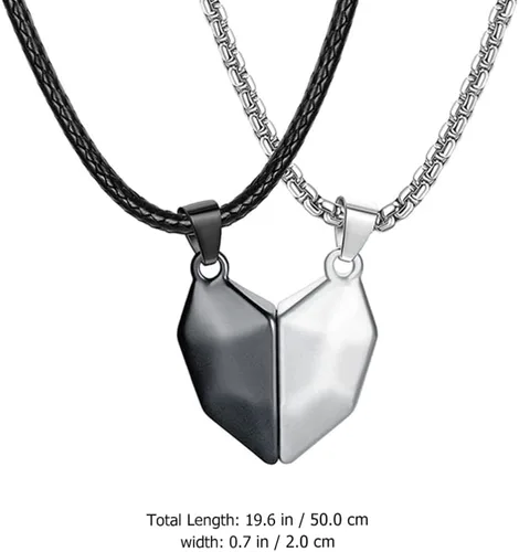 Vista 5 de 1 juego de collar de corazón para parejas, parejas, pulsera magnética BFF, collar con imán a juego, collar de rompecabezas de corazón, pulsera