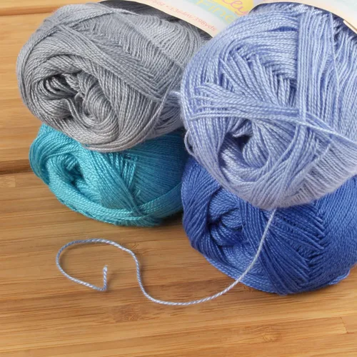 Vista 3 de JubileeYarn - Hilo deliciosamente fino, 1.76 oz/madeja de rayón de bambú y encaje, tonos de azul, 4 madejas