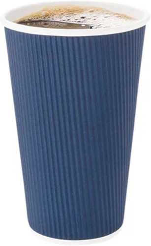 Vista 9 de Restaurantware Ripple Wall - Tazas de café de 10 unidades de 20 onzas aisladas de papel negro, borde enrollado, resistente a derrames, papel