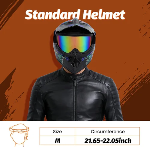 Vista 8 de Guantes para niños, lentes para motociclista y casco para manejar fuera de pista, para niños, para motocross, aprobados por el DOT, para carreras, M