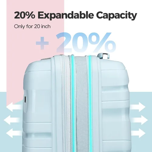 Vista 2 de Melalenia Luggage Sets 3 Piece Expandable Suitcase Set, PP Hardshell Suitcase with Spinner Wheels,Lightweight Carry On Luggage with TSA Lock for