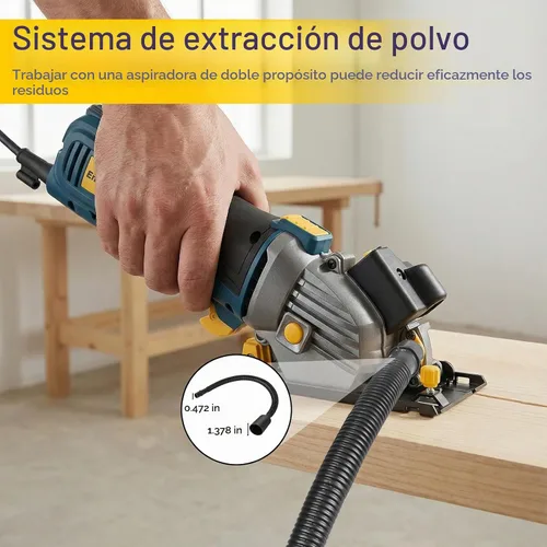 Vista 7 de Enventor Mini sierra circular, sierra circular eléctrica mejorada de 5A/600 W, con cable con guía láser, 5,500 RPM, 3 hojas de sierra compactas