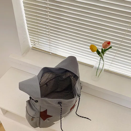 Vista 4 de Lindo bolso de mensajero kawaii de lona, bolso cruzado estético para mujeres y hombres, bolsa de mensajero con solapa