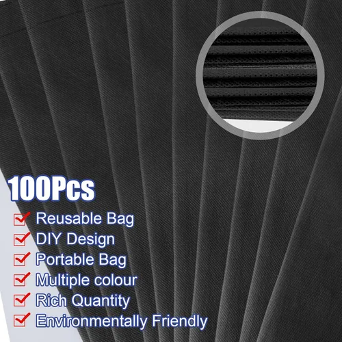 Vista 5 de Woanger 100 bolsas a granel de 15 x 16 pulgadas, bolsas de lona reutilizables de tela con asas