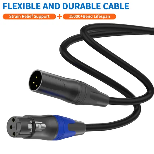 Vista 5 de LanSenSu 1 micrófono divisor XLR Y macho a 2 hembras, XLR hembra de 3 pines a doble XLR macho Y-Splitter Cables de audio de micrófono equilibrado
