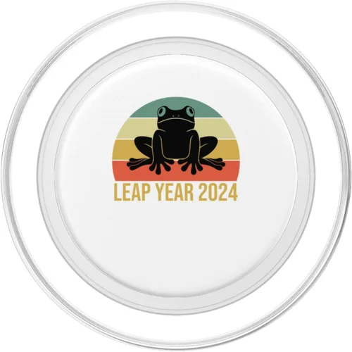 Vista 2 de Leap Frog Year Day 2024 Birthday February 29th Rainbow Retro PopSockets MagSafe PopGrip for iPhone