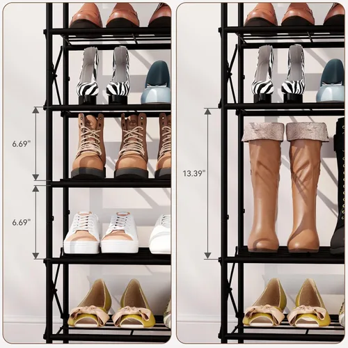 Vista 6 de IBUYKE Zapatero de 6 niveles, organizador de almacenamiento de zapatos de gran capacidad para 24 pares de zapatos, estante de almacenamiento