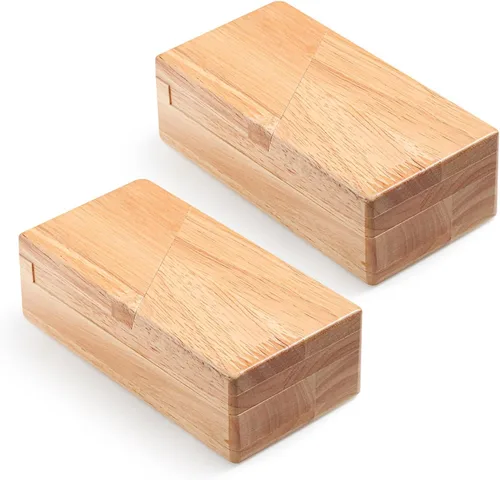 Vista 7 de Zhanmai Paquete de 2 cajas de rompecabezas imposible de madera, caja secreta de rompecabezas con cajón, mini rompecabezas 3D, regalo mágico de Rojo
