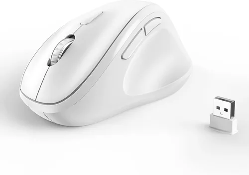 Vista 9 de Ratón inalámbrico Bluetooth ergonómico vertical para computadora portátil, MacBook, iPad, tableta, recargable, silencioso, clic, USB, túnel Negro