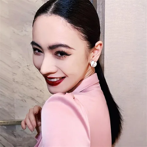 Vista 3 de Pearl Stud Earrings for Women Stainless Steel Unique Statement Small Pearl Enamel Button Statement Vintage Earring Jewelry
