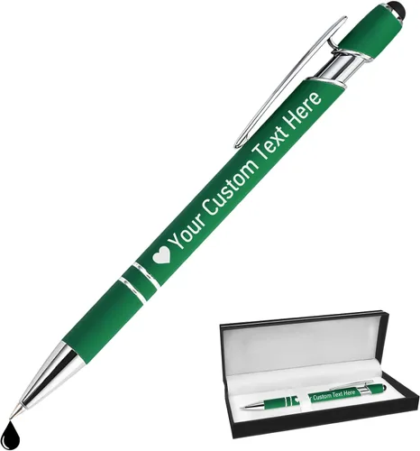 Vista 7 de STREADVE Bolígrafos personalizados personalizados con nombre grabado, logotipo, texto, bolígrafos de escritura suave, regalo personalizado para Negro