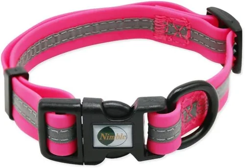 Vista 9 de NIMBLE Collar de perro impermeable para mascotas, ajustable, reflectante, duradero, flexible, de nailon con revestimiento de polímero, collares