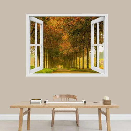 Vista 23 de IDEA4WALL Murales de pared para dormitorio, vista de ventana falsa, bosque, papel tapiz extraíble, calcomanías de pared para despegar y pegar, 24 x