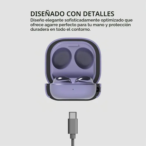 Vista 2 de VRS Design Funda moderna para Galaxy Buds (2023, 2022, 2021, 2020), color morado