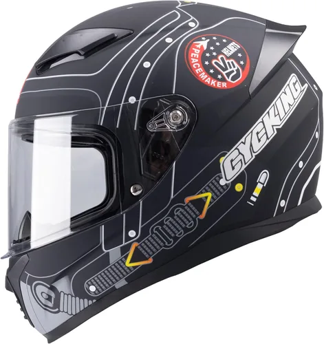 Vista 9 de Casco de motocicleta de cara completa, aprobado por DOT, casco de bicicleta de calle para adultos, hombres y mujeres, carcasa de ABS con visera