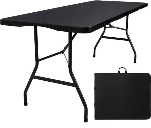 Vista 10 de Byliable Mesa plegable de 4 pies, mesa plegable de plástico portátil resistente de 4 pies con asa de transporte para interiores y exteriores