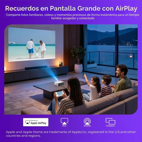 Vista 5 de ELEPHAS Proyector inteligente Roku TV con Wi-Fi y Bluetooth 2-Blanco