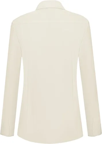 Vista 3 de Camisas de vestir ajustadas de algodón para mujer, blusas de manga larga para oficina, blusas con cuello