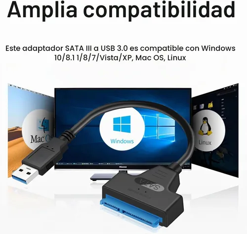 Vista 8 de Cable adaptador SATA a USB 3.0 para adaptador de disco duro SSD HDD de 2.5