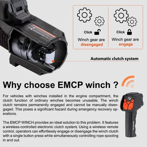 Vista 3 de RUGCEL WINCH Cabrestante EMCP de 12V 13500lb Nuevo Cabrestante Eléctrico Impermeable de Cuerda Sintética para Jeep con Hawse Fairlead, Control