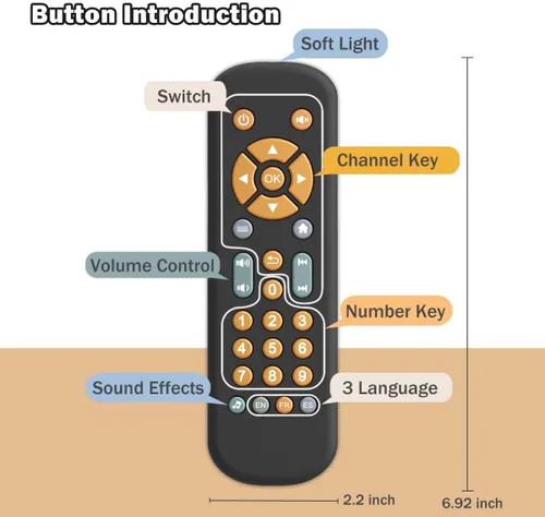 Vista 7 de Baby TV - Juguete de control remoto con luz y sonido realistas Baby TV Remote Control Toy with Music - English, French and Spanish 3 Language for