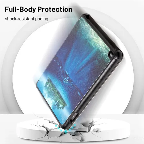 Vista 4 de Dteck Funda delgada para tablet Fire 7 de 12ª generación 2022, ligera, inteligente, con soporte triple y función de encendido y apagado automático