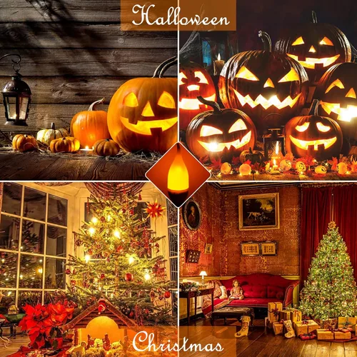 Vista 5 de Bestview - Bombillas LED con efecto de llama, 3 modos de luz parpadeante, bombilla de vela inteligente con base de candelabro E12 para Halloween