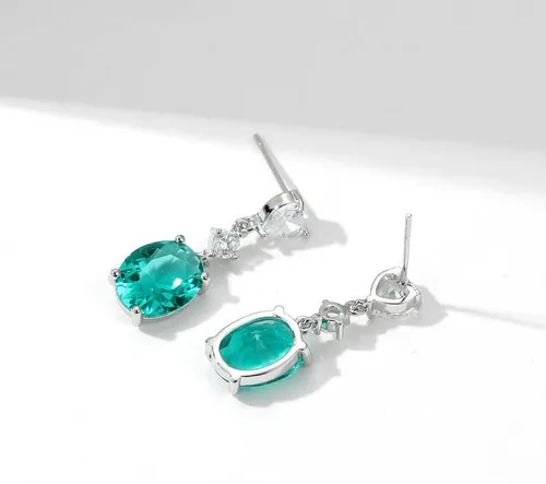 Vista 4 de Impresionantes aretes colgantes de moissanita ovalados de oro de 14 quilates con diamante de moissanita brillante, regalo de moda para madre