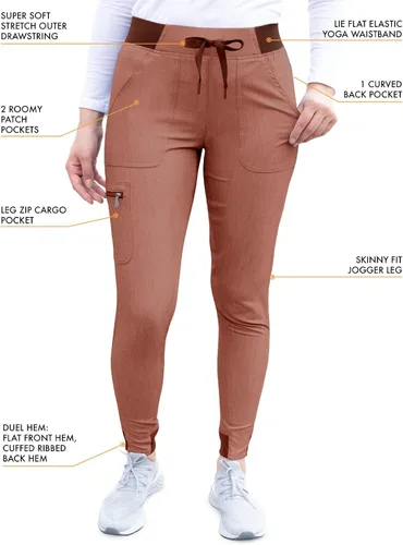 Vista 4 de Adar Pro - Conjunto de ropa quirúrgica con mejora de movimiento para mujer, blusa médica con cuello en V y pantalón médico deportivo y para yoga