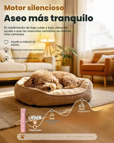 Vista 3 de Veeconn Kit de aseo 4 en 1 para perros con recortadora de pelo de pata para Rosa