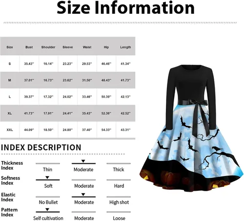 Vista 2 de TWGONE Halloween Costumes for Women 2023 Fit and Flare Dress Fall Fashion Long Sleeve Party Vintage Halloween Dress