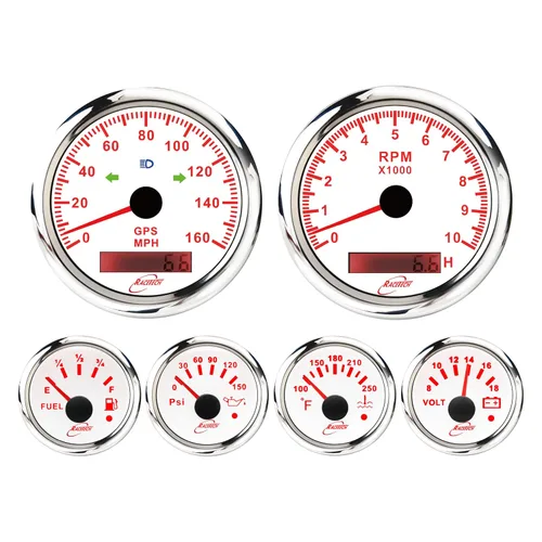 Vista 9 de RACETECH Juego de 6 Instrumentos – Velocímetro GPS de 85mm (3-3/8") 256 km/h Indicadores & Tacómetro 10000 RPM – Calibres de 52mm (2-1/16") de 90°