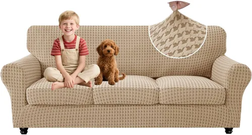 Vista 21 de MAXIJIN 2 fundas elásticas para sillón de sala de estar, fundas gruesas y suaves con brazos para perros, mascotas, protector de sofá individual