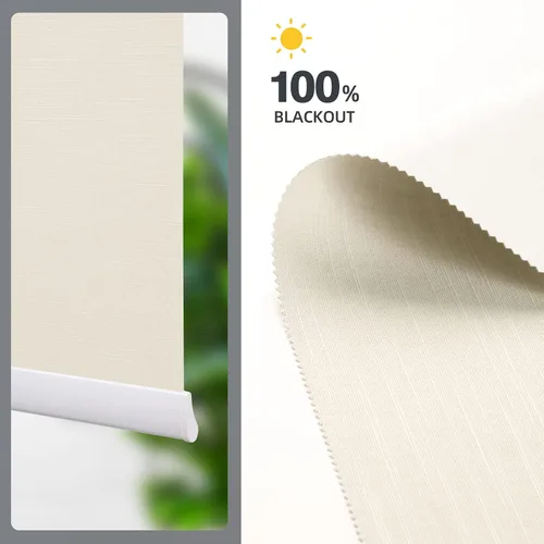 Vista 6 de ZSTARR Persianas opacas motorizadas para ventana con control remoto, persianas enrollables recargables con cenefa, tamaño personalizado (beige)