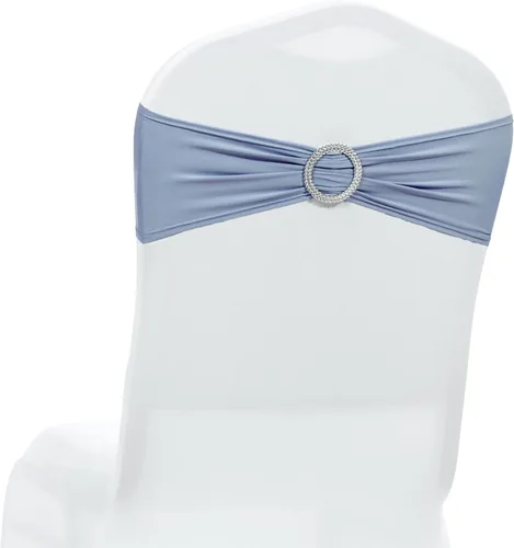 Vista 40 de MDS® Paquete de 10 bandas de elastano para silla con hebilla deslizante para decoración de bodas y eventos, bandas elásticas reutilizables