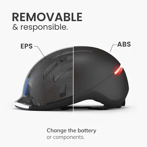 Vista 7 de Overade Casco salvavidas para bicicletas y e-scooters, con potente iluminación delantera/trasera, función intermitente, talla única