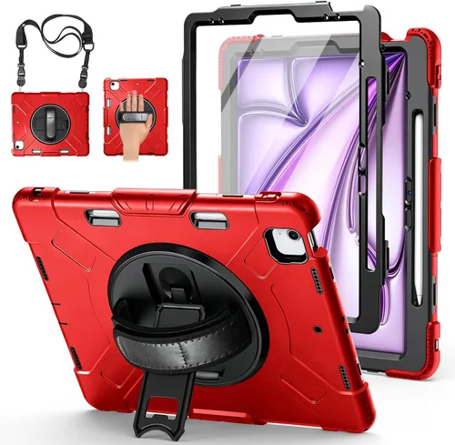 Vista 21 de Funda para iPad Pro 11 M5 2025/M4 2024: Funda protectora para iPad Pro de 11 pulgadas 5ª generación con protector de pantalla, soporte, asa y correa