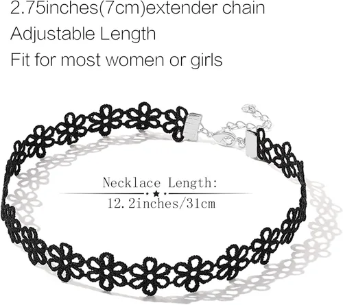 Vista 2 de Prohouse Black Womens Chokers Gothic Collar Lace Velvet Chocker Pendant Necklaces Set for Teen Women Girls