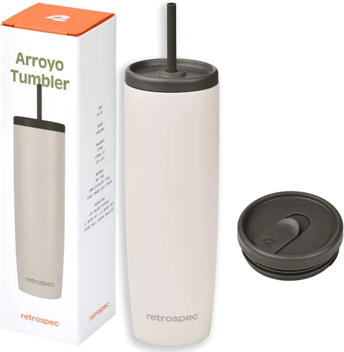 Vista 18 de Retrospec Arroyo - Vaso térmico de acero inoxidable con tapa y pajita, reutilizable, aislado y reutilizable, taza de viaje para café helado, vasos