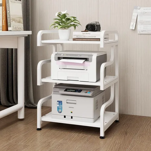 Vista 10 de Natwind - Soporte de impresora de 3 niveles con ruedas, carrito de almacenamiento móvil, estante de pie multiusos para reproductor multimedia