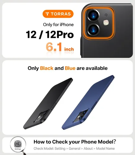 Vista 2 de TORRAS Funda Ajustada para iPhone 12 Case/para iPhone 12 Pro Case, Delgada pero Protectora, Cubierta de PC Duro Liviana Mate Anti-Rayones