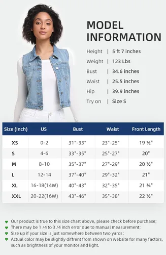 Vista 5 de Xeoxarel Chaleco de mezclilla para mujer, chaqueta vaquera sin mangas (XS-XXL)