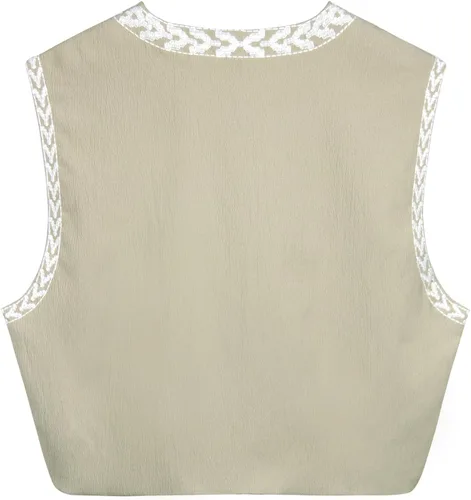 Vista 2 de Modegal Chaleco de lino floral para mujer, Y2K, sin mangas, ligero, bordado