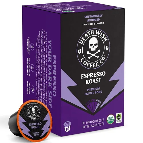 Vista 24 de Death Wish Coffee Cápsulas de tostado medio de una sola porción – El café más fuerte del mundo – Mezcla más ligera de granos arábica audaz y Robusta