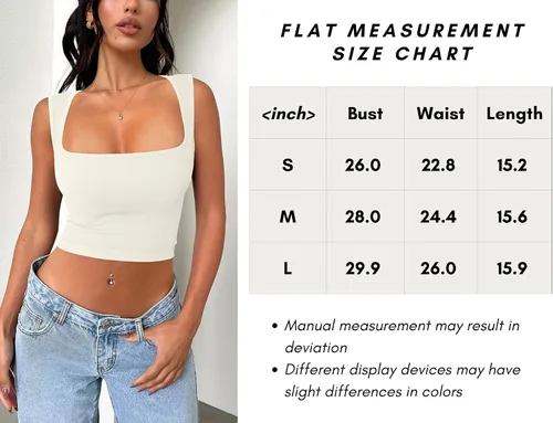 Vista 6 de Meyeeka Camiseta corta sexy sin mangas para mujer, sin costuras, cuello cuadrado, a la moda